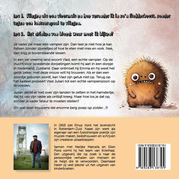 Achterkant van Julian het vriendelijke vampiertje
