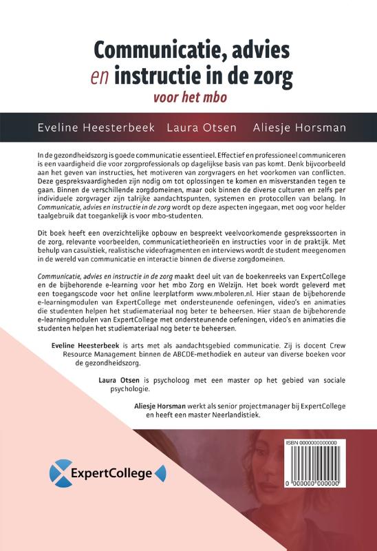 Achterkant van Communicatie, advies en instructie in de zorg