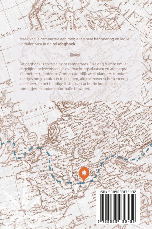 Achterkant van Camper reisdagboek