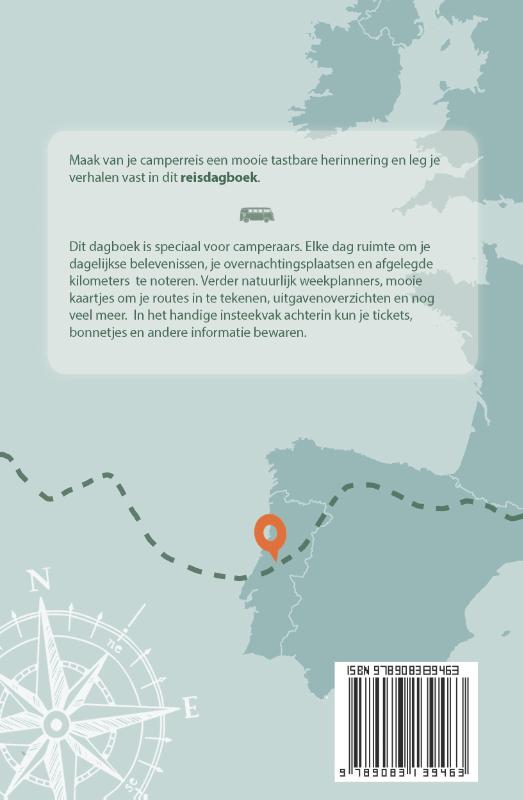 Achterkant van Camper reisdagboek