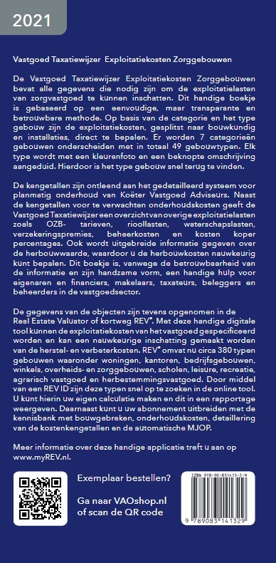 Achterkant van Vastgoed taxatiewijzer exploitatiekosten zorggebouwen 2021