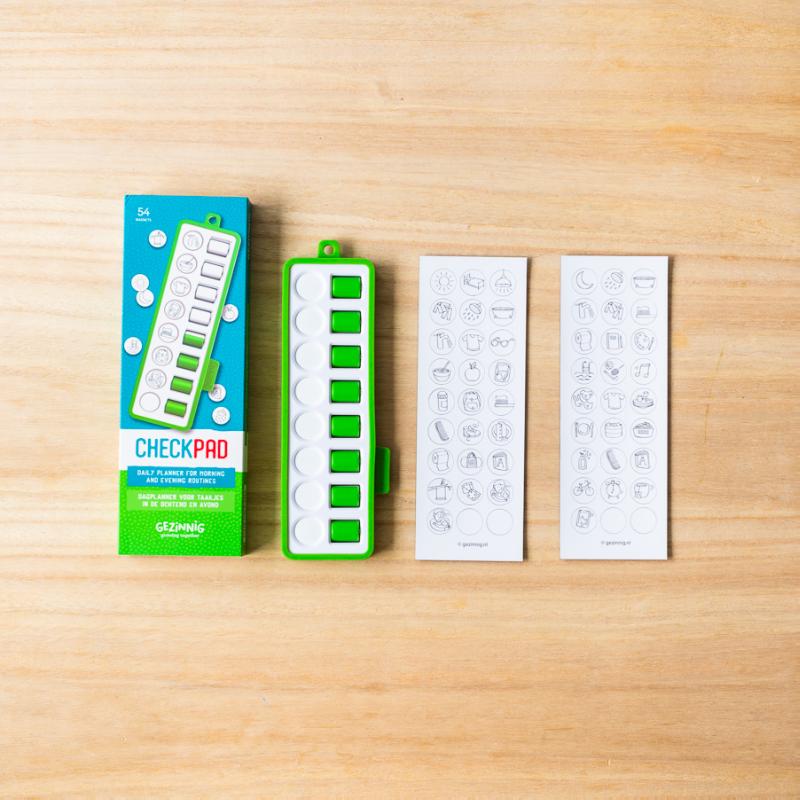 Achterkant van Checkpad groen