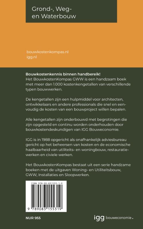 Achterkant van Bouwkostenkompas Grond-, Weg en Waterbouw 2022