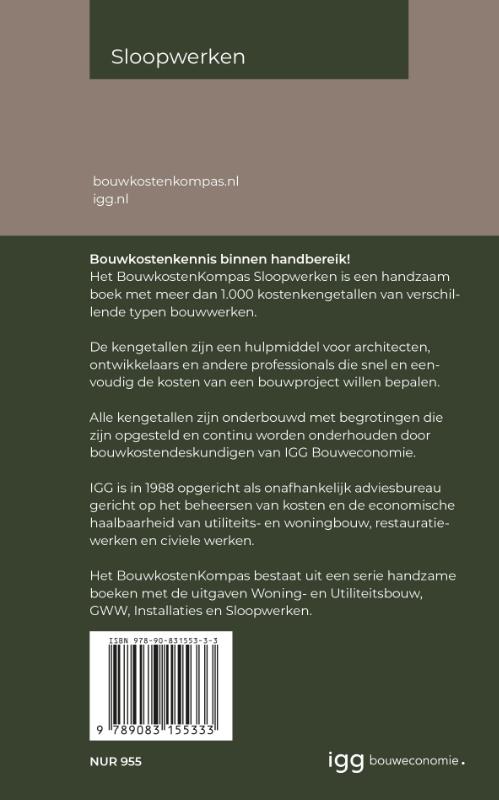 Achterkant van Bouwkostenkompas Sloopwerken 2022