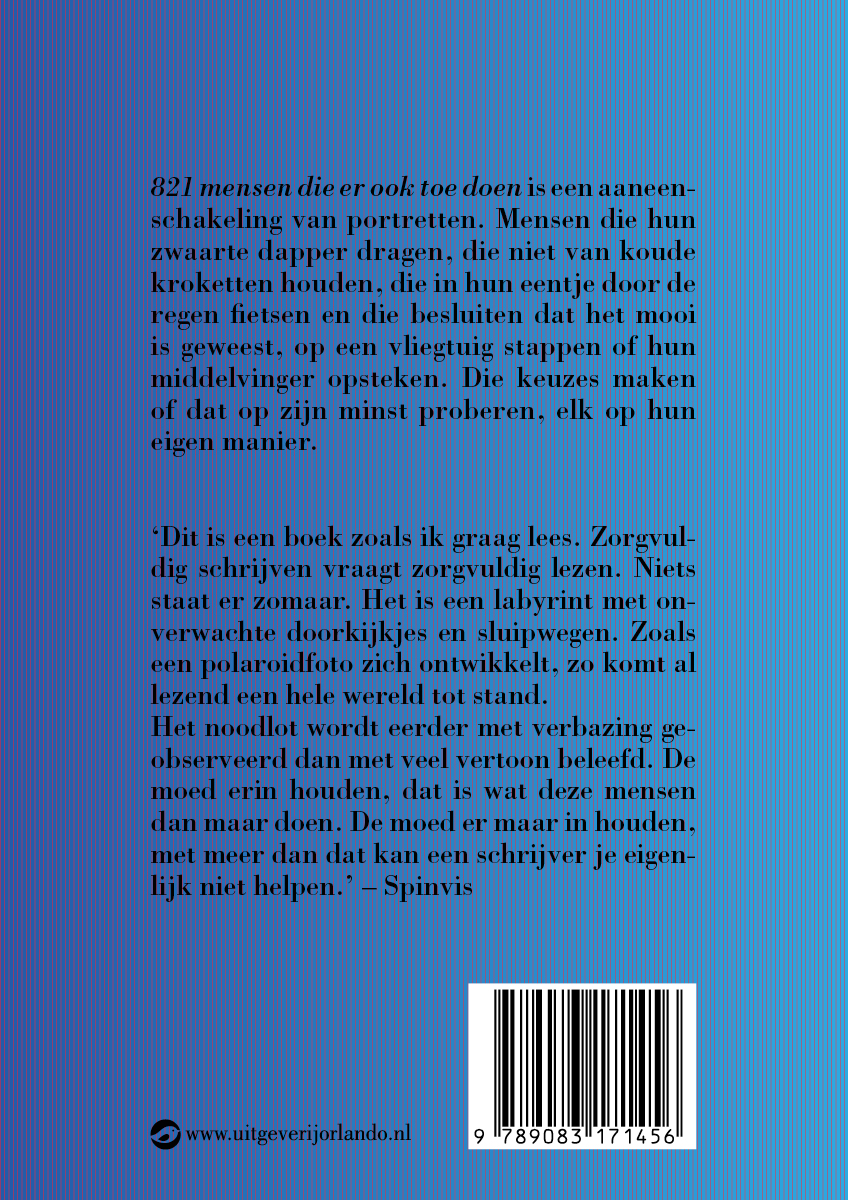 Achterkant van 821 mensen die er ook toe doen