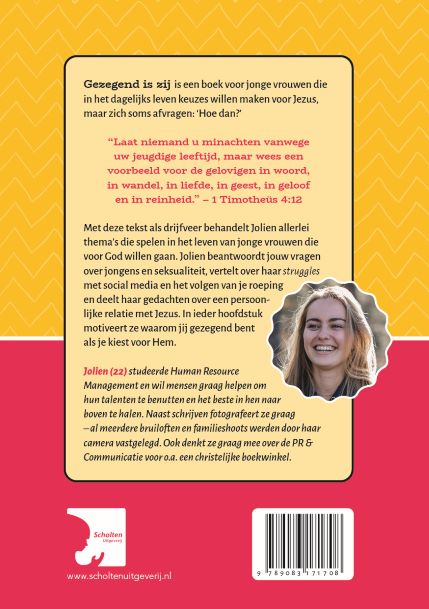 Achterkant van Gezegend is zij