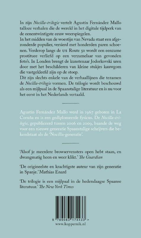 Achterkant van Nocilla-trilogie