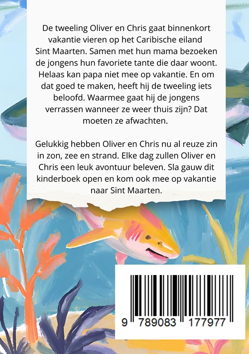 Achterkant van Oliver en Chris vieren vakantie op Sint Maarten