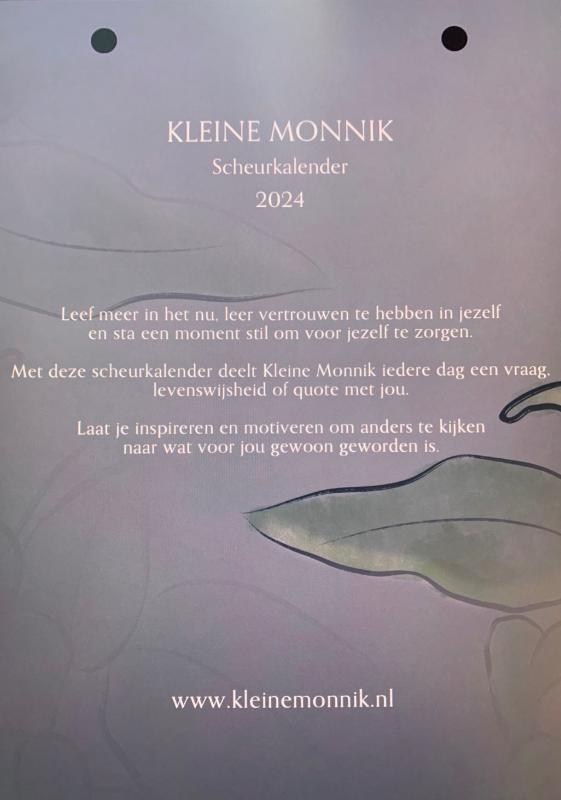Achterkant van Kleine Monnik Scheurkalender 2024