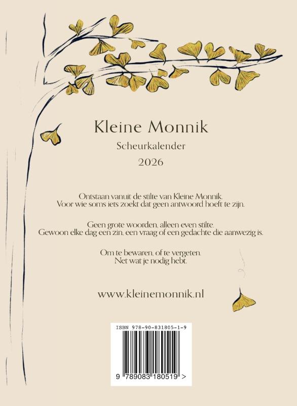 Achterkant van Kleine Monnik Scheurkalender 2026