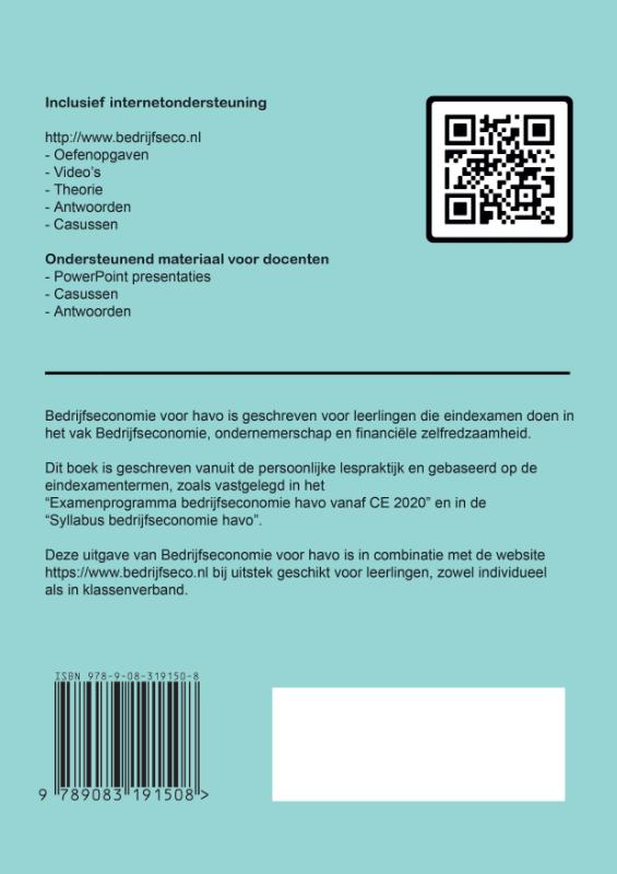Achterkant van Bedrijfseconomie voor havo
