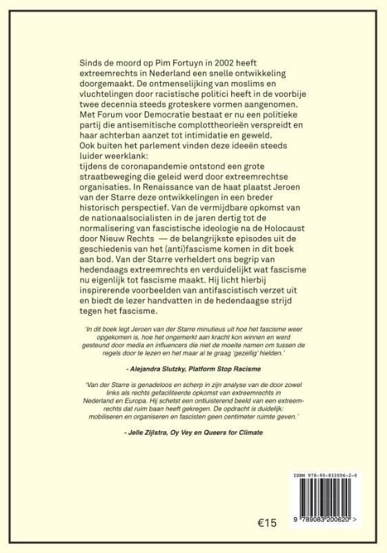 Achterkant van Renaissance van de haat - Nieuw Rechts, FvD en de terugkeer van het fascisme