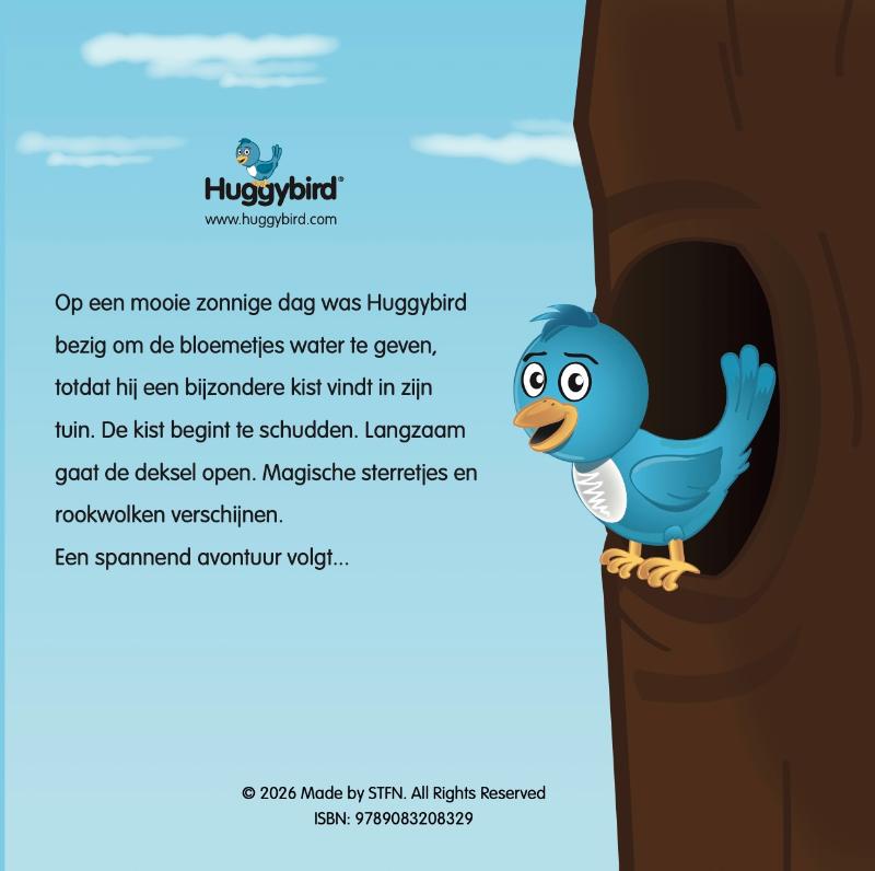 Achterkant van Huggybird en de droomkist
