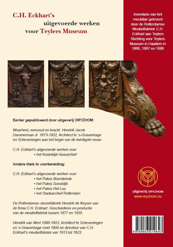 Achterkant van C.H. Eckhart's uitgevoerde werken voor Teylers Museum
