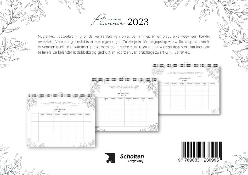 Achterkant van Familie Planner 2023