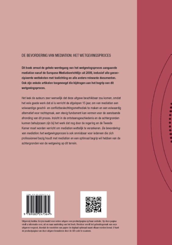 Achterkant van De bevordering van mediation: het wetgevingsproces