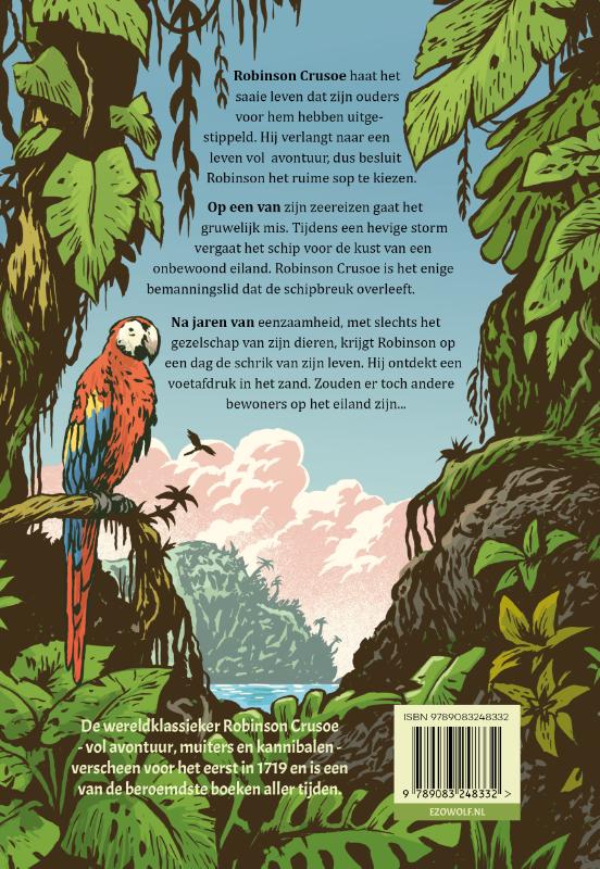 Achterkant van Robinson Crusoe