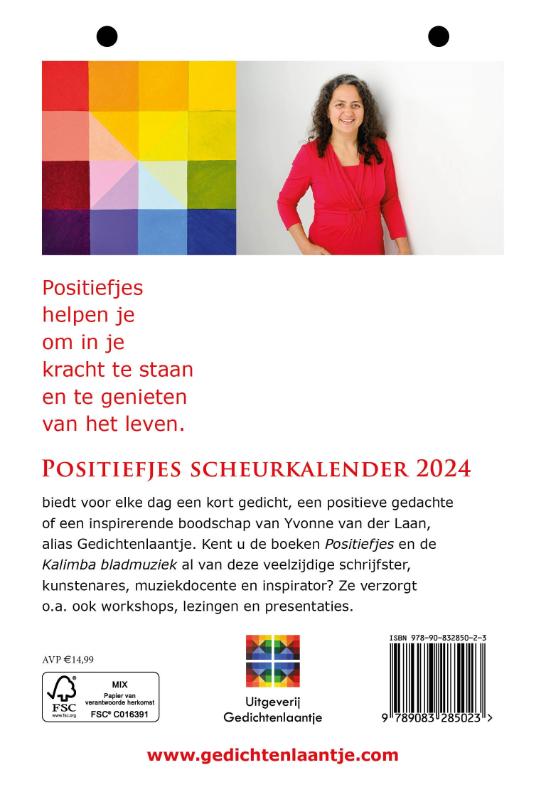 Achterkant van Positiefjes Scheurkalender 2024