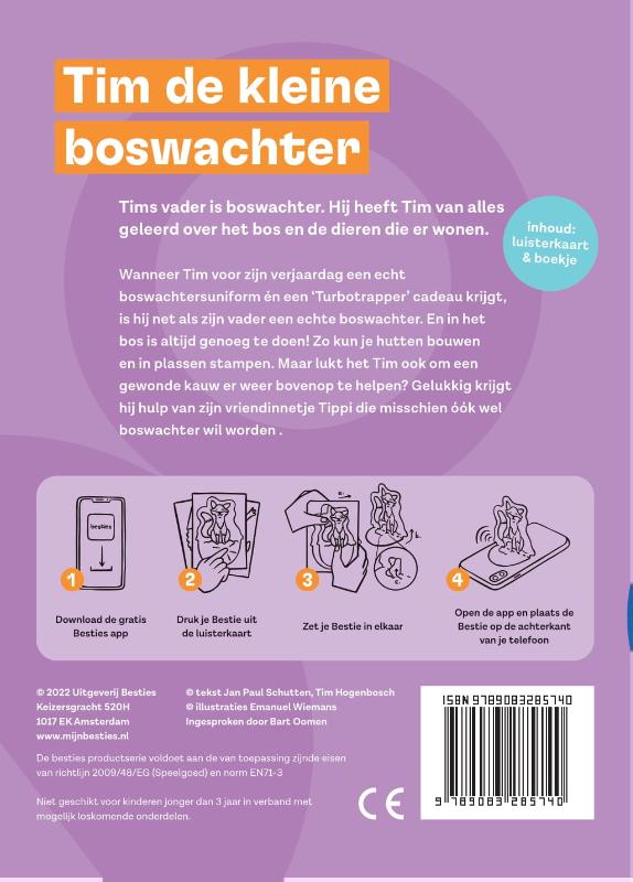 Achterkant van Tim de kleine boswachter