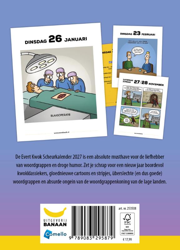 Achterkant van Evert Kwok Scheurkalender 2027