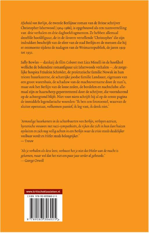 Achterkant van Afscheid van Berlijn