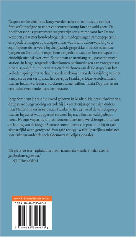 Achterkant van De grote reis