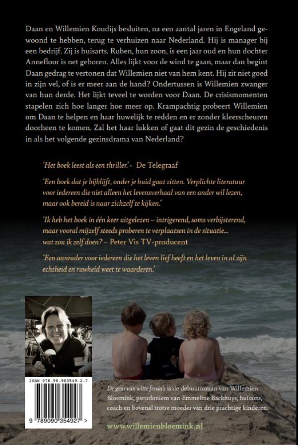 Achterkant van De geur van witte fresia's