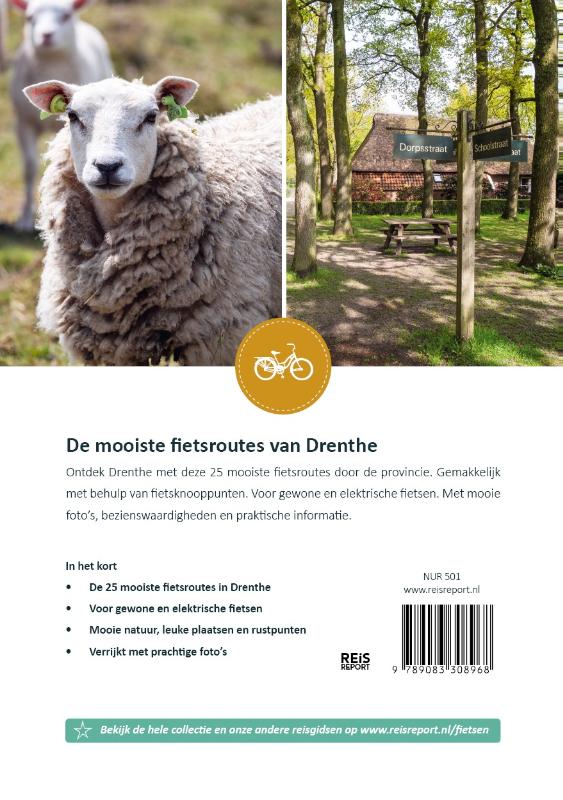 Achterkant van Fietsgids Drenthe - De 25 mooiste fietsroutes