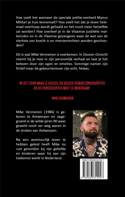 Achterkant van Dossier Onrecht