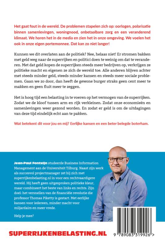Achterkant van Minder macht voor de miljardair!