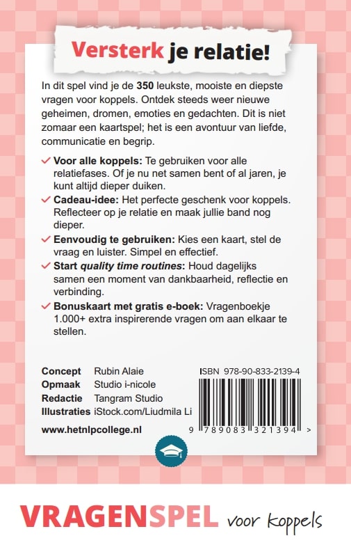 Achterkant van Vragenspel voor koppels