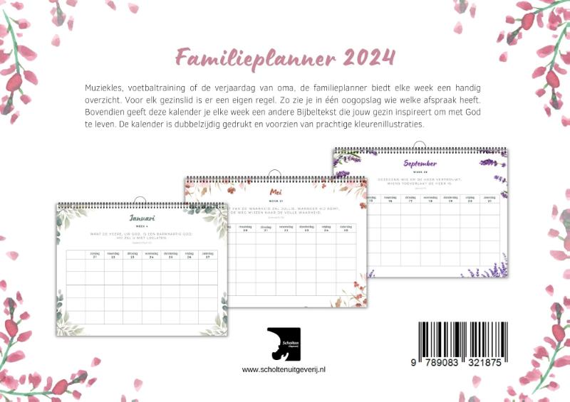 Achterkant van Familieplanner 2024