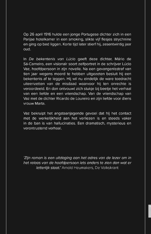 Achterkant van De bekentenis van Lúcio