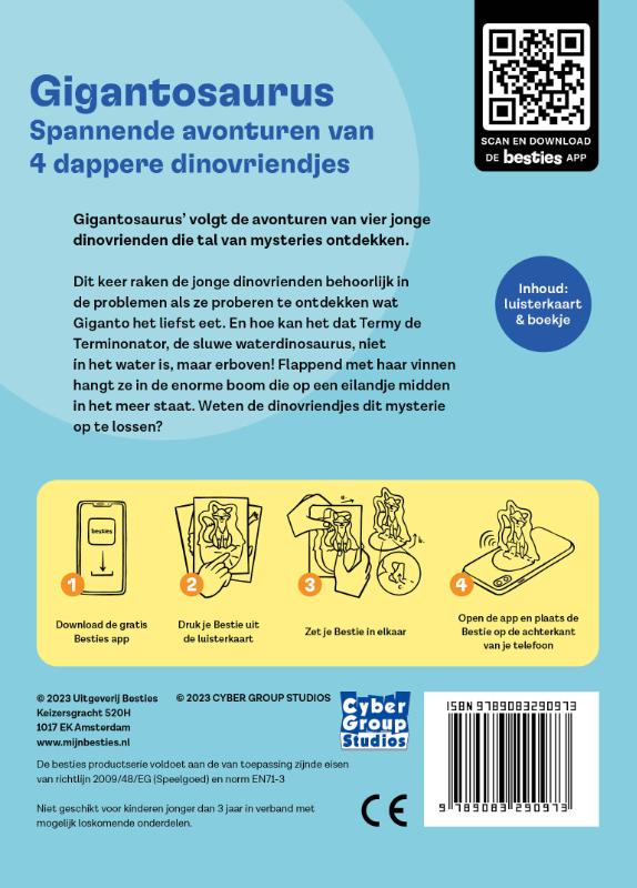 Achterkant van Gigantosaurus spannende avonturen van 4 dappere dinovriendjes