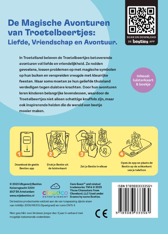 Achterkant van De Magische Avonturen van Troetelbeertjes: Liefde, Vriendschap en Avontuur.