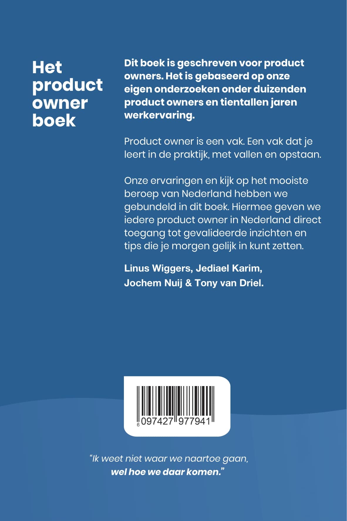 Achterkant van Het product owner boek