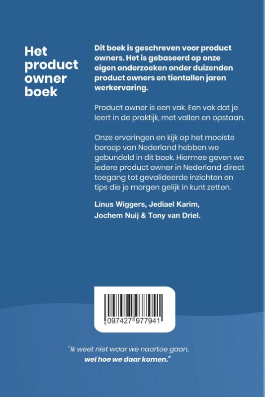 Achterkant van Het product owner boek