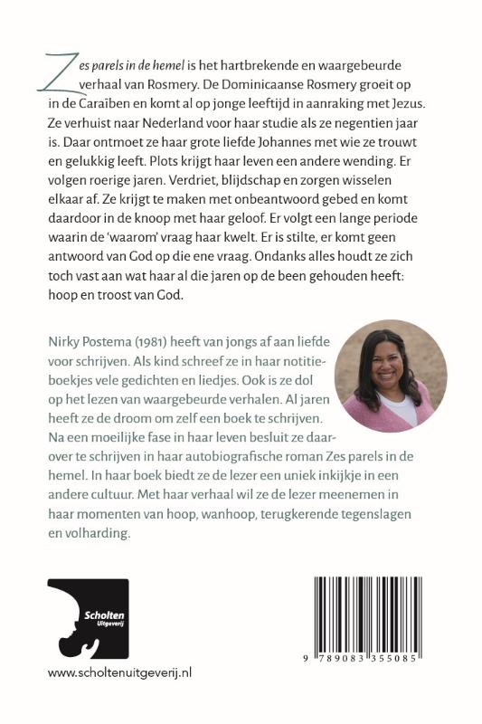 Achterkant van Zes parels in de hemel