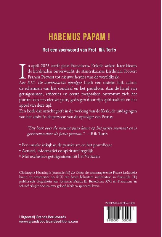 Achterkant van Leo XIV