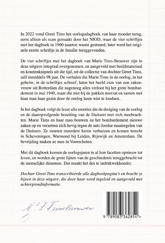 Achterkant van Oorlogsdagboek van een Rotterdamse zakenvrouw en moeder