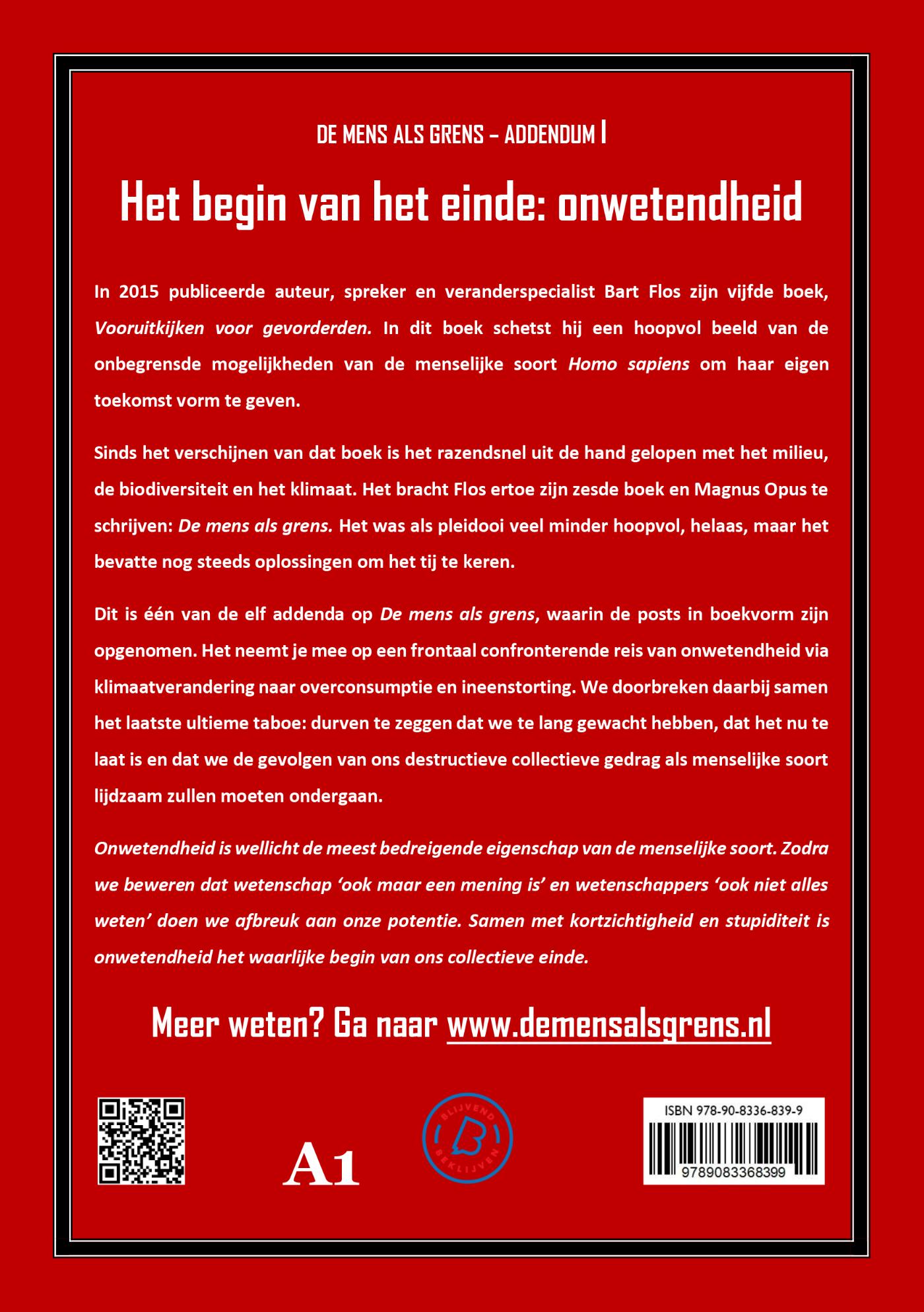 Achterkant van Het begin van het einde: onwetendheid