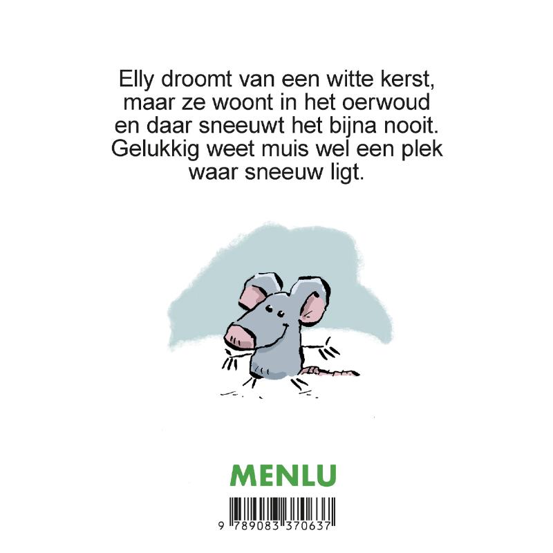 Achterkant van Elly de Olifant droomt van een witte kerst
