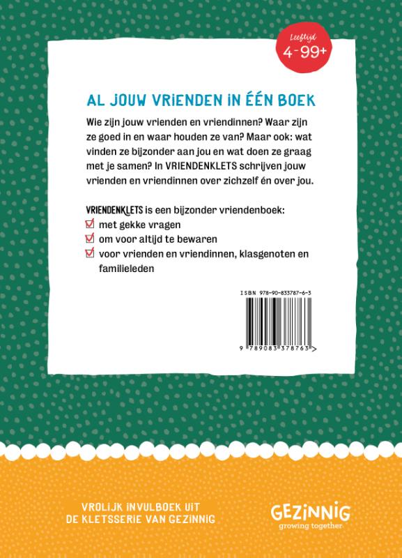 Achterkant van Vriendenklets