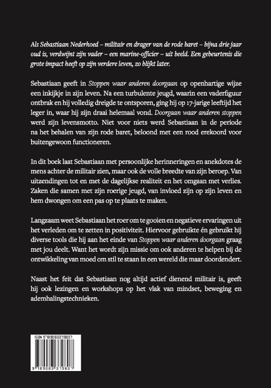 Achterkant van Stoppen waar anderen doorgaan
