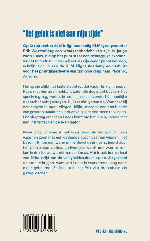 Achterkant van Nooit meer vliegen