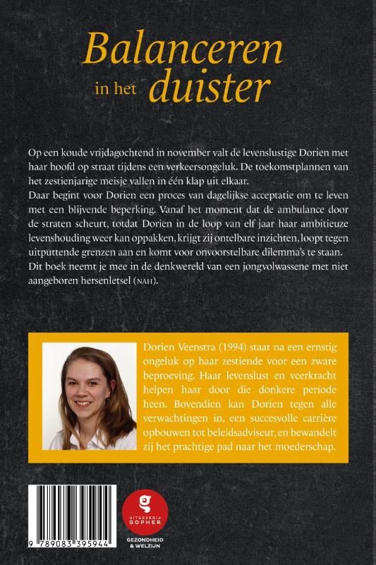 Achterkant van Balanceren in het duister