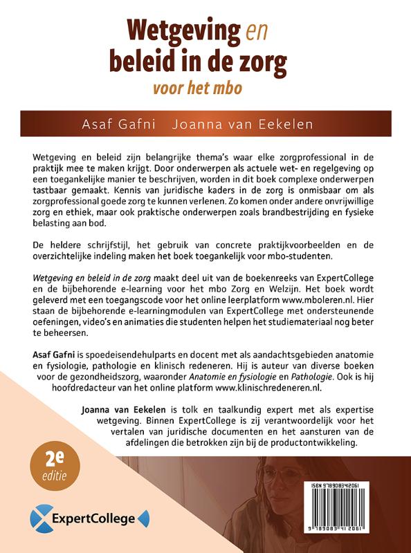 Achterkant van Wetgeving en beleid in de zorg