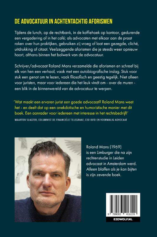 Achterkant van Alleen blaffen als je bijten kan