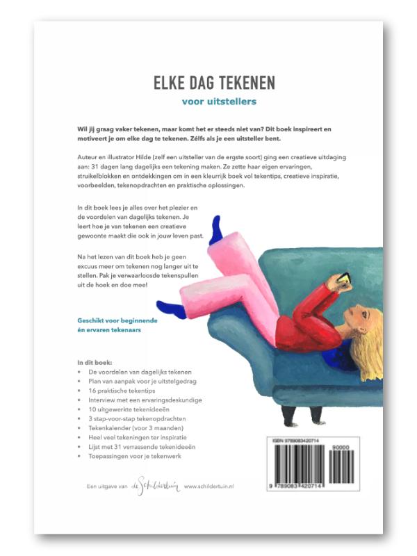 Achterkant van Elke dag tekenen voor uitstellers
