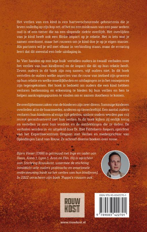 Achterkant van Vier handen op een lege buik